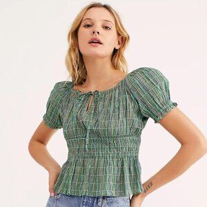 NWOT FREE PEOPLE Vivi Smocked Stripe Top size XS